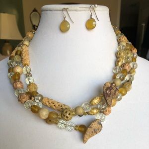 Lemon Citrine Beads & Multi-Gemstones Necklace & Earrings Set